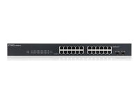 Zyxel GS1900-24 - Kytkin - smart - 24 x 10/100/1000 + 2 x Gigabit SFP (uplink) - työpöytä, telineeseen asennettava GS1900-24-EU0102F