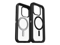 OtterBox Defender Series XT - Takakansi matkapuhelimelle - rosoinen - MagSafe-yhteensopiva - polykarbonaattikuori, synteettinen kumi - pimeä puoli (kirkas / musta) malleihin Apple iPhone 15 Pro 77-93267
