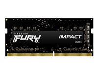 Kingston FURY Impact - DDR4 - moduuli - 32 Gt - SO-DIMM 260-pin - 3200 MHz / PC4-25600 - CL20 - 1.2 V - puskuroimaton - non-ECC - musta KF432S20IB/32