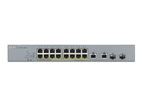 Zyxel GS1350-18HP - Kytkin - smart - 16 x 10/100/1000 (PoE+) + 2 x combo Gigabit Ethernet/Gigabit SFP - työpöytä - PoE+ (250 W) GS1350-18HP-EU0101F