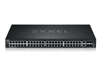 Zyxel XGS2220 Series XGS2220-54 - Kytkin - L3 access, NebulaFLEX Cloud - Hallinnoitu - 48 x Gigabit Ethernet + 6 x 10 gigabittiä (maa-satelliittiyhteys) - työpöytä, telineeseen asennettava XGS2220-54-EU0101F