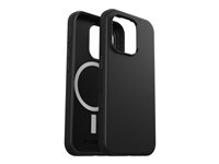 OtterBox Symmetry Series - Takakansi matkapuhelimelle - MagSafe-yhteensopiva - polykarbonaatti, synteettinen kumi, hopeafosfaattilasi - musta malleihin Apple iPhone 15 Pro 77-92836