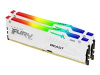 Kingston FURY Beast RGB - DDR5 - pakkaus - 64 Gt: 2 x 32 Gt - DIMM 288 nastaa - 6000 MHz / PC5-48000 - CL30 - 1.4 V - puskuroimaton - on-die ECC - valkoinen KF560C30BWEAK2-64
