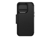 OtterBox Strada Series Folio - Läppäkansi matkapuhelimelle - MagSafe-yhteensopiva - nahka - varjo (musta) malleihin Apple iPhone 15 Pro 77-93560
