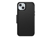 OtterBox Strada Series - Läppäkansi matkapuhelimelle - MagSafe-yhteensopiva - nahka - varjo (musta) malleihin Apple iPhone 15 Plus 77-93813