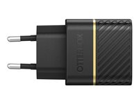 OtterBox Wall Charger - Verkkosovitin - 20 watti(a) (24 pin USB-C) - musta - Eurooppa (lukuun ottamatta Iso-Britannia, Irlanti, Malta, Kypros) 78-80348