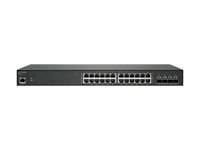SonicWall Switch SWS14-24 - Kytkin - Hallinnoitu - 24 x 10/100/1000 + 4 x 10 Gigabit SFP+ - telineeseen asennettava 02-SSC-2467