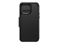 OtterBox Strada Series Folio - Läppäkansi matkapuhelimelle - MagSafe-yhteensopiva - nahka - varjo (musta) malleihin Apple iPhone 15 Pro Max 77-93568