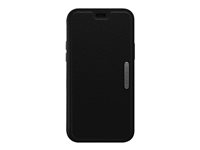 OtterBox Strada Series Folio - Läppäkansi matkapuhelimelle - nahka, polykarbonaatti, metallinen salpa - varjon musta malleihin Apple iPhone 12, 12 Pro 77-66198