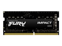 Kingston FURY Impact - DDR4 - pakkaus - 32 Gt: 2 x 16 Gt - SO-DIMM 260-pin - 3200 MHz / PC4-25600 - CL20 - 1.2 V - puskuroimaton - non-ECC - musta KF432S20IBK2/32
